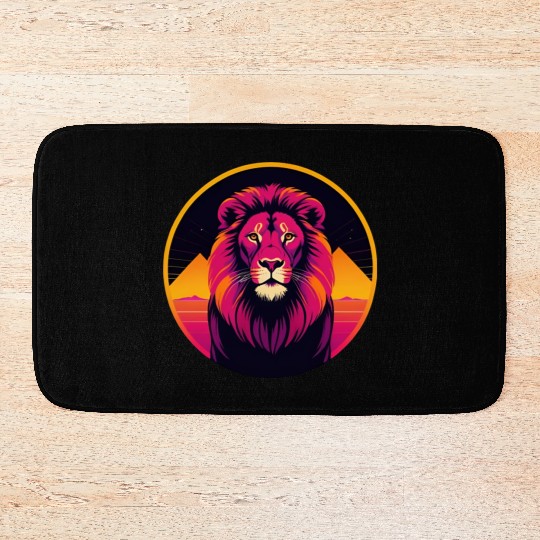Synthwave Lion Bath Mats