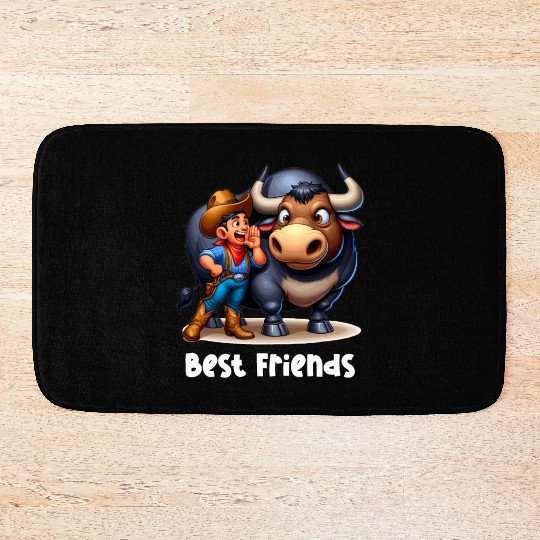 Rodeo Bull Riding Livestock Show Farmer Cattle Bath Mats