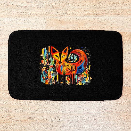 Abstract Fox pop art Bath Mats