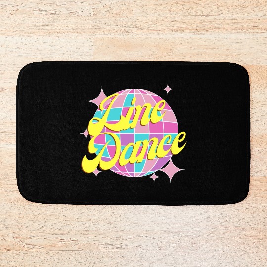 Line dance disco ball in fun neon party colors Bath Mats