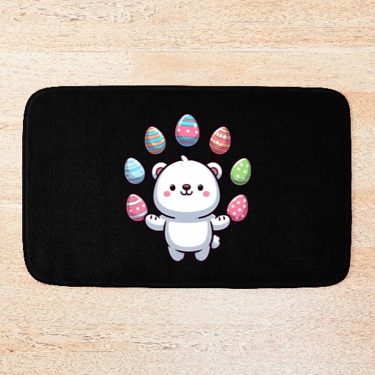 Cartoon Polar Bear Easter Egg Design Bath Mats