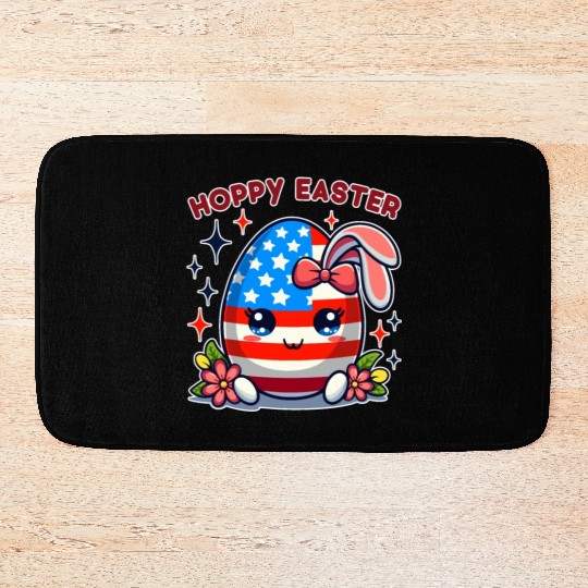 Hoppy Easter - American Flag Easter Egg Bunny Ears Bath Mats