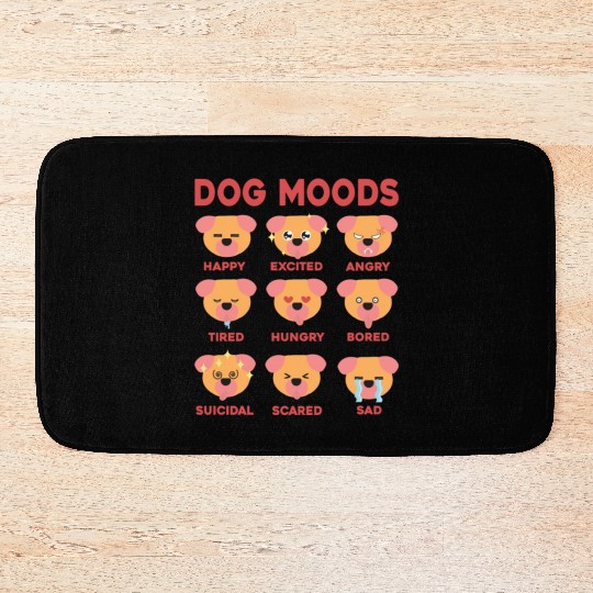 dog Moods Pug Lover dog owner funny family Bath Mats