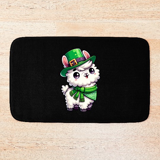 St. Patrick's Day Llama Cartoon Bath Mats