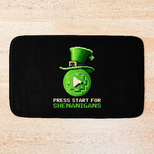 St. Patricks Day Gaming Press Start for Shenanigan Bath Mats