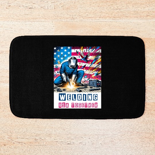 Welding USA Togehter Eagle USA Flag Bath Mats