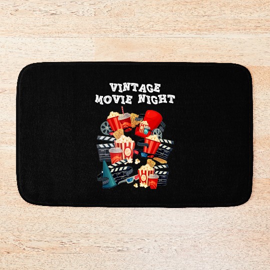 Popcorn Vintage Movie Night Bath Mats