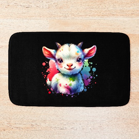 Cute Goat Lover Farm Animal Lamb Enthusiast Design Bath Mats