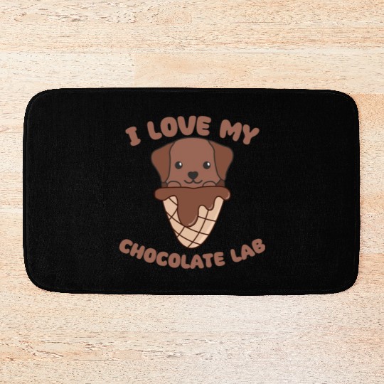 I Love My Chocolate Lab Animal In Ice Cream Cone Bath Mats