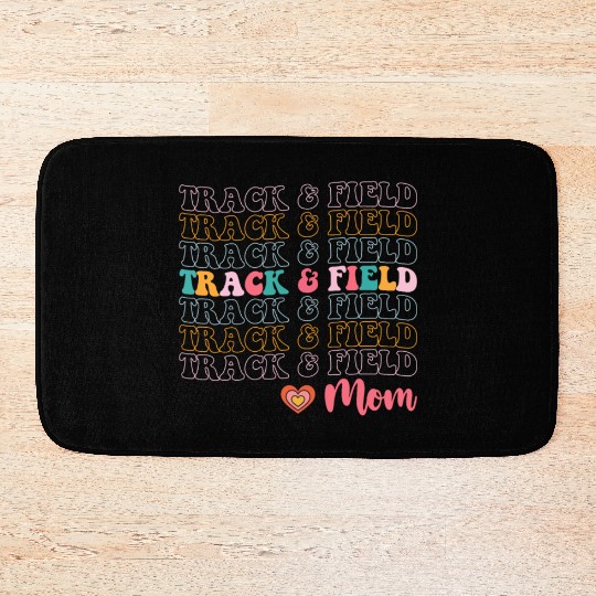 Track And Field Mom Groovy Running Mother’s Day Bath Mats