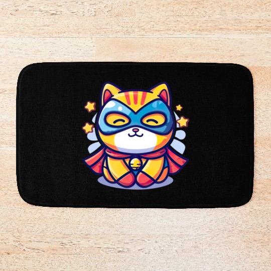 Superhero Kawaii Cat Bath Mats