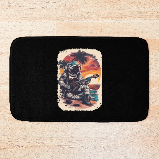 Astronaut Guitar Player Space Music Lover Bath Mats