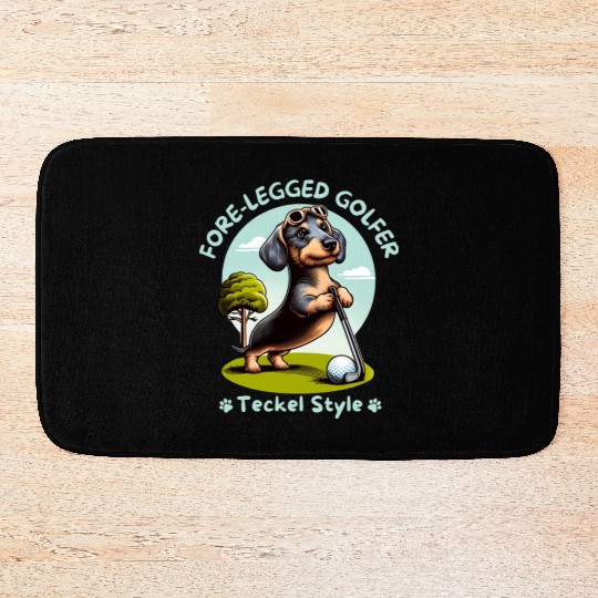 Cute Teckel, dachshund lover and golfers Bath Mats