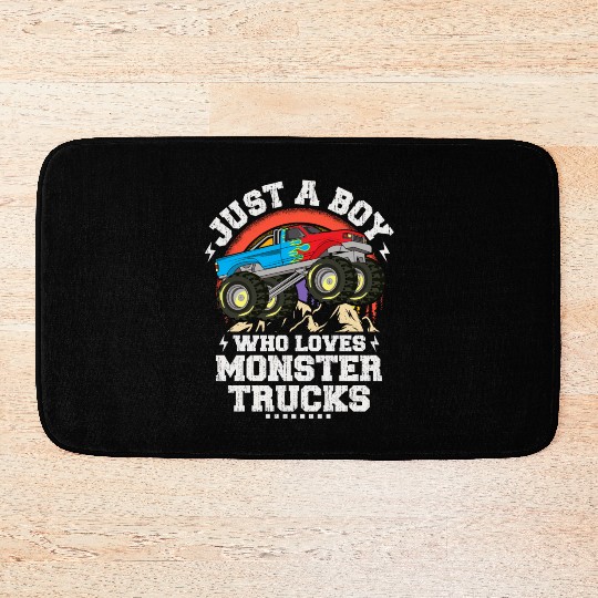Just A Boy Who Loves Monster Trucks Toddler Kids Bath Mats