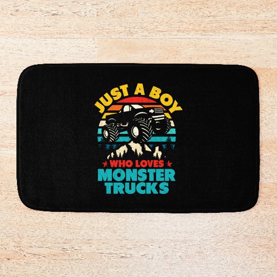 Just A Boy Who Loves Monster Trucks Toddler Kids Bath Mats