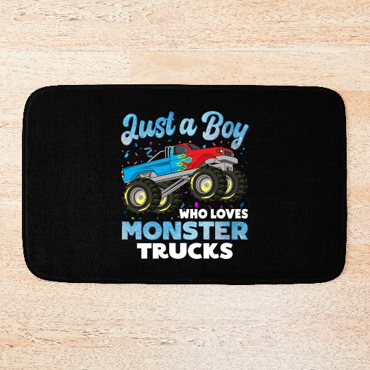 Just A Boy Who Loves Monster Trucks Toddler Kids Bath Mats