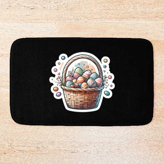 Cute Easter Egg Basket Soft Pastel Color Bath Mats