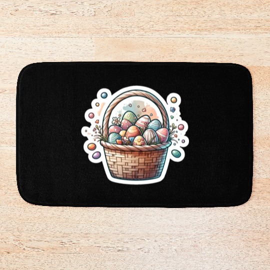 Cute Easter Egg Basket Soft Pastel Color Bath Mats