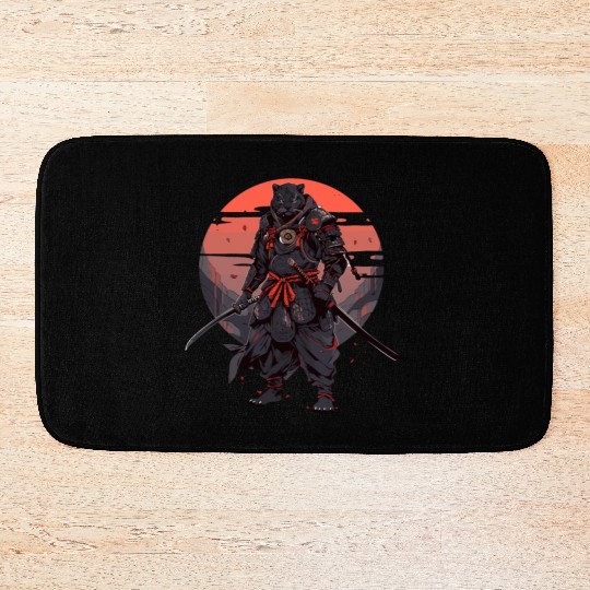 Samurai Katana Sword Japanese Panhter Bath Mats