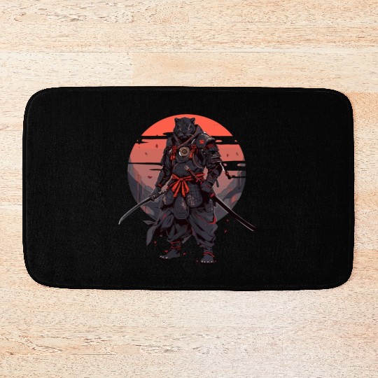 Samurai Katana Sword Japanese Panhter Bath Mats