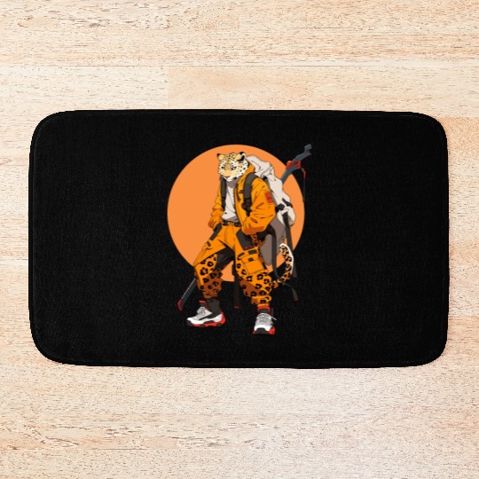 Ninja Samurai Katana Sword Cheetah Manga Bath Mats