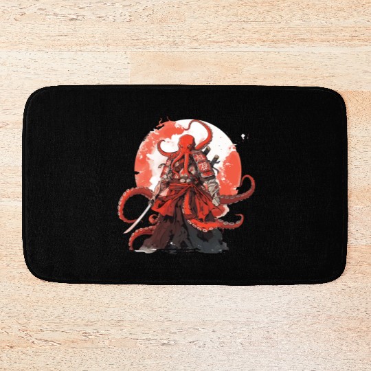 Samurai Katana Sword anime Octopus manga Warrior Bath Mats