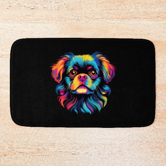 Watercolor Colorful Tibetan Spaniel Bath Mats