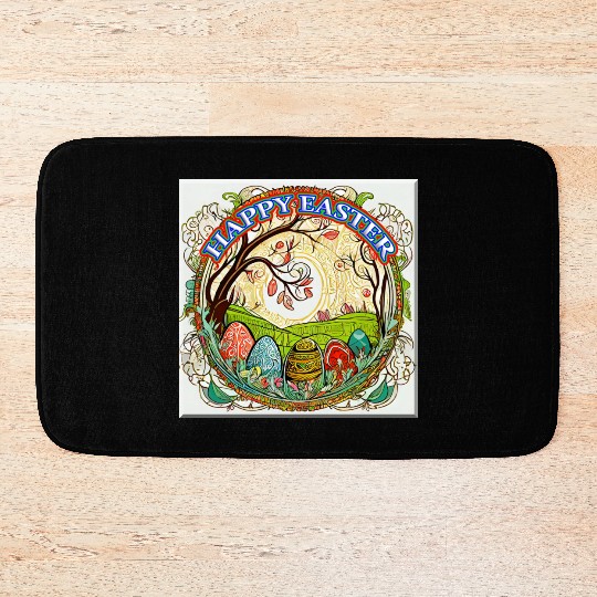 Happy Easter Holiday Celebration Bath Mats