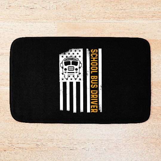 School Bus Driver American Flag School Bus Driver Bath Mats