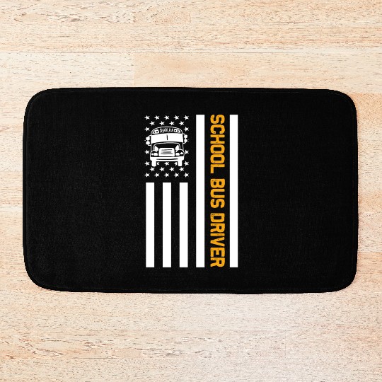 School Bus Driver American Flag School Bus Driver Bath Mats