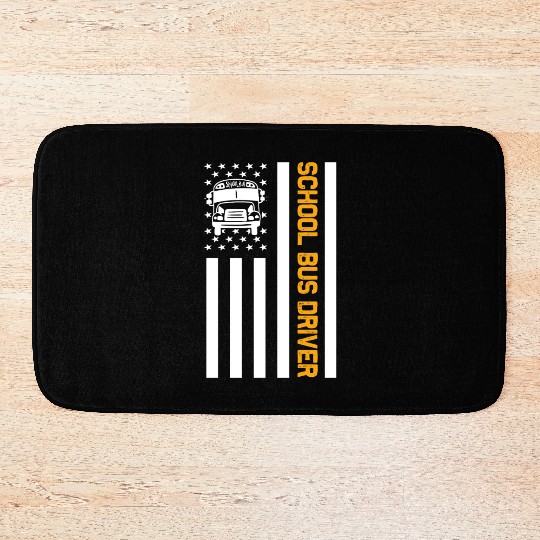 School Bus Driver American Flag School Bus Driver Bath Mats