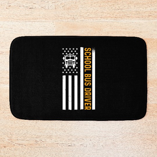 School Bus Driver American Flag School Bus Driver Bath Mats