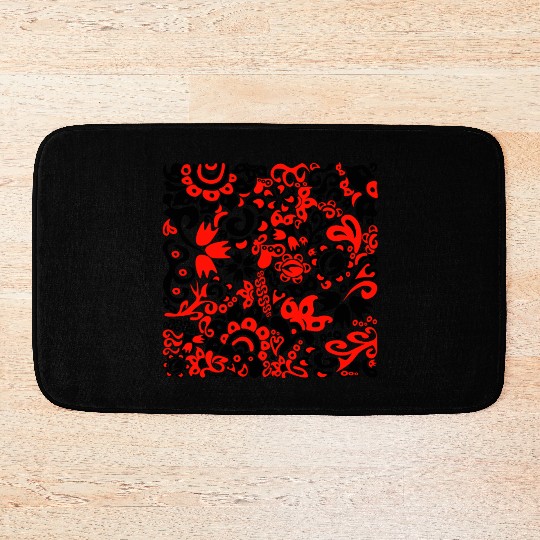 Folklore pattern with Ukrainian traditional colors Bath Mats