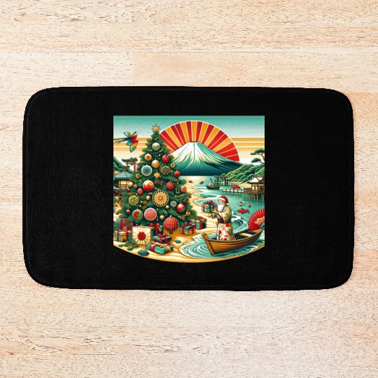 Japanese Style Christmas in July Bath Mats