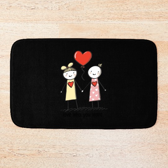 Stick Figure Lesbian Lovers Love Who You Want Bath Mats