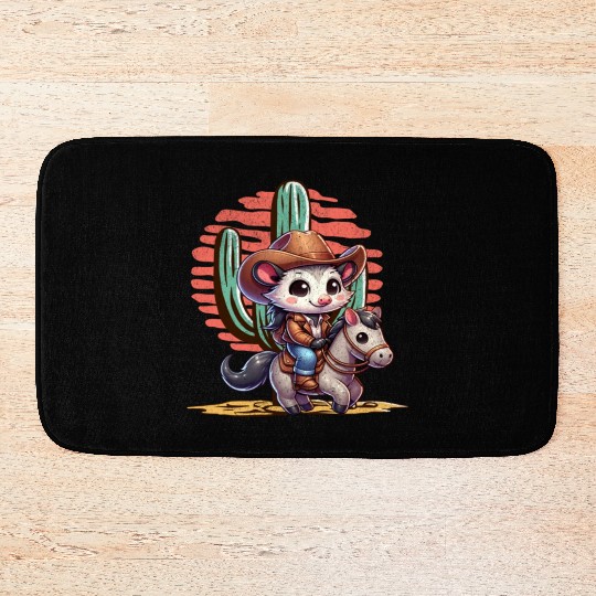Opossum Cowboy Bath Mats