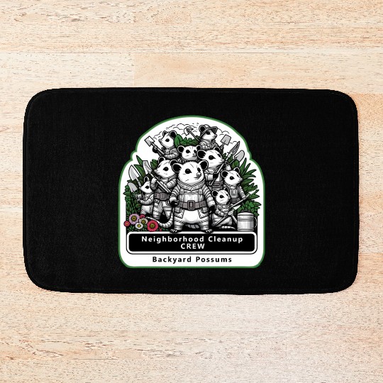 Backyard Possums Cleanup Crew Eco Warriors Bath Mats