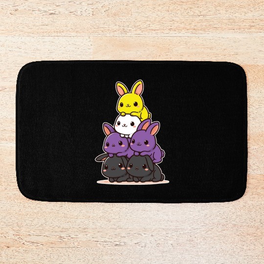 Bunnies Nonbinary Flag Pride Month Cute Bunny Bath Mats