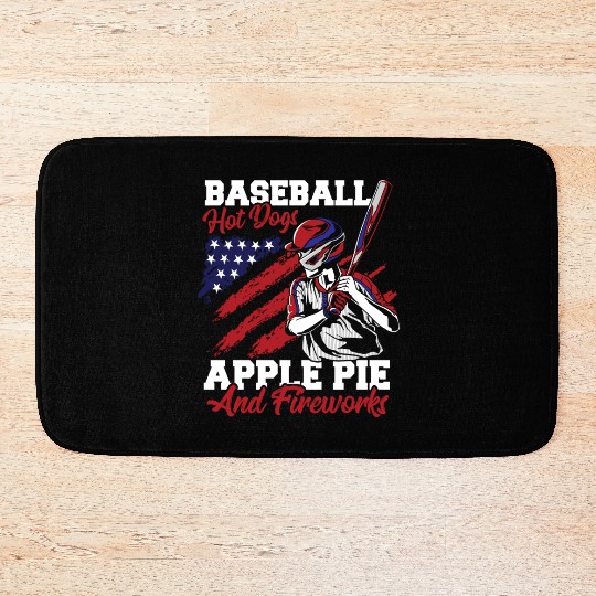 Baseball American Flag Patriotic Catcher 4th of Bath Mats