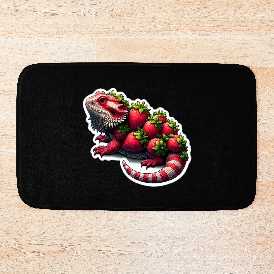 Strawberry bearded dragon pattern Bath Mats