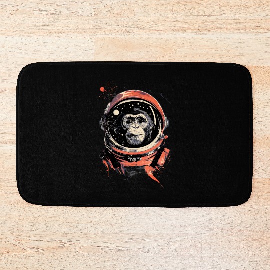 Space Vintage Travel Astronaut Monkey Retro Bath Mats