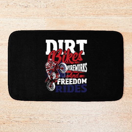 Dirt Bike American Flag Motocross Biker 4th of Bath Mats