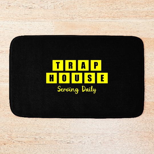 Trap House Serving Daily Black Waffle Bath Mats