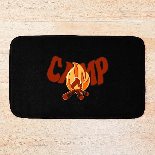 a campfire icon Bath Mats