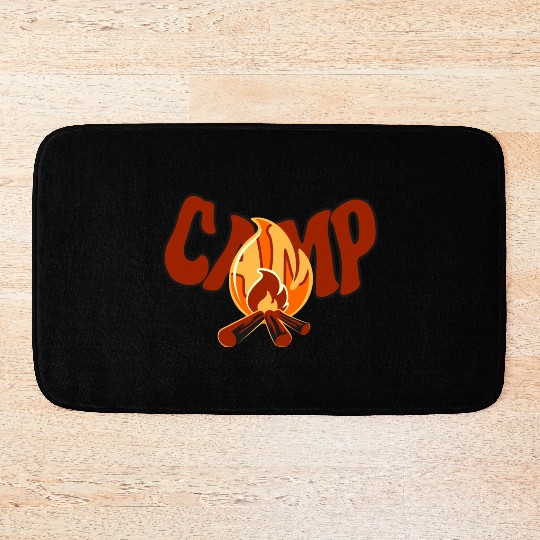 a campfire icon Bath Mats