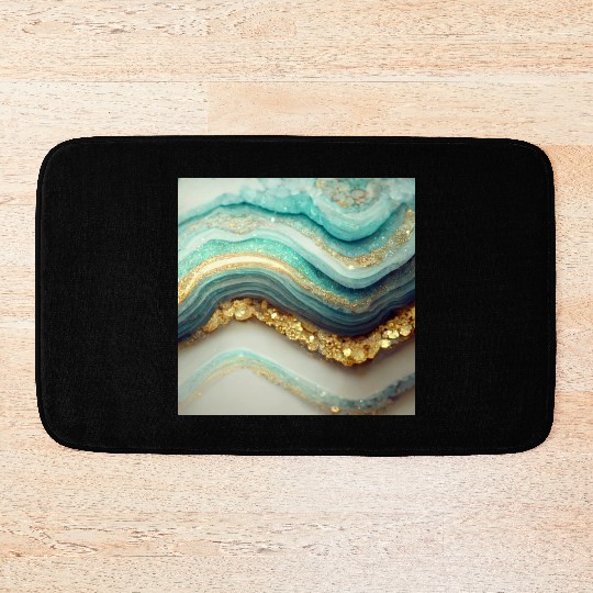 Teal Agate Geode Stone Bath Mats