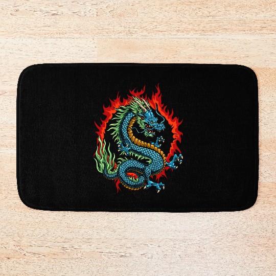 Angry Japanese Dragon Bath Mats