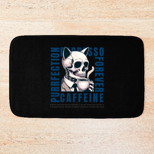 Cat Skull Caffeine Connoisseur - Eternal Coffee Bath Mats