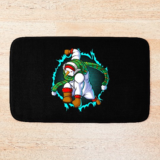 The Snowman Is Ready For Attack Bath Mats