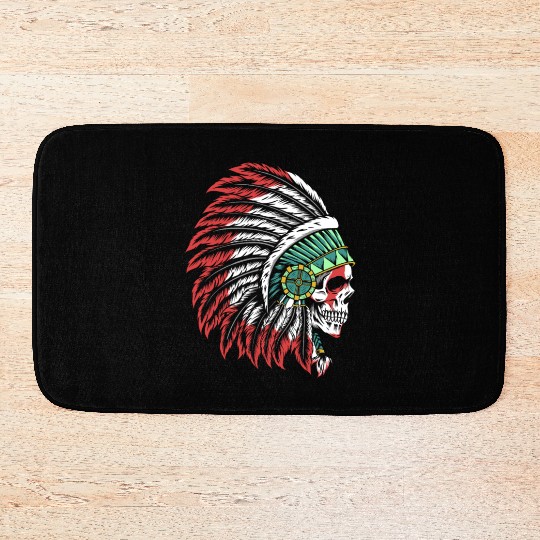 Indigenous Native American Skull Skull Head Bath Mats
